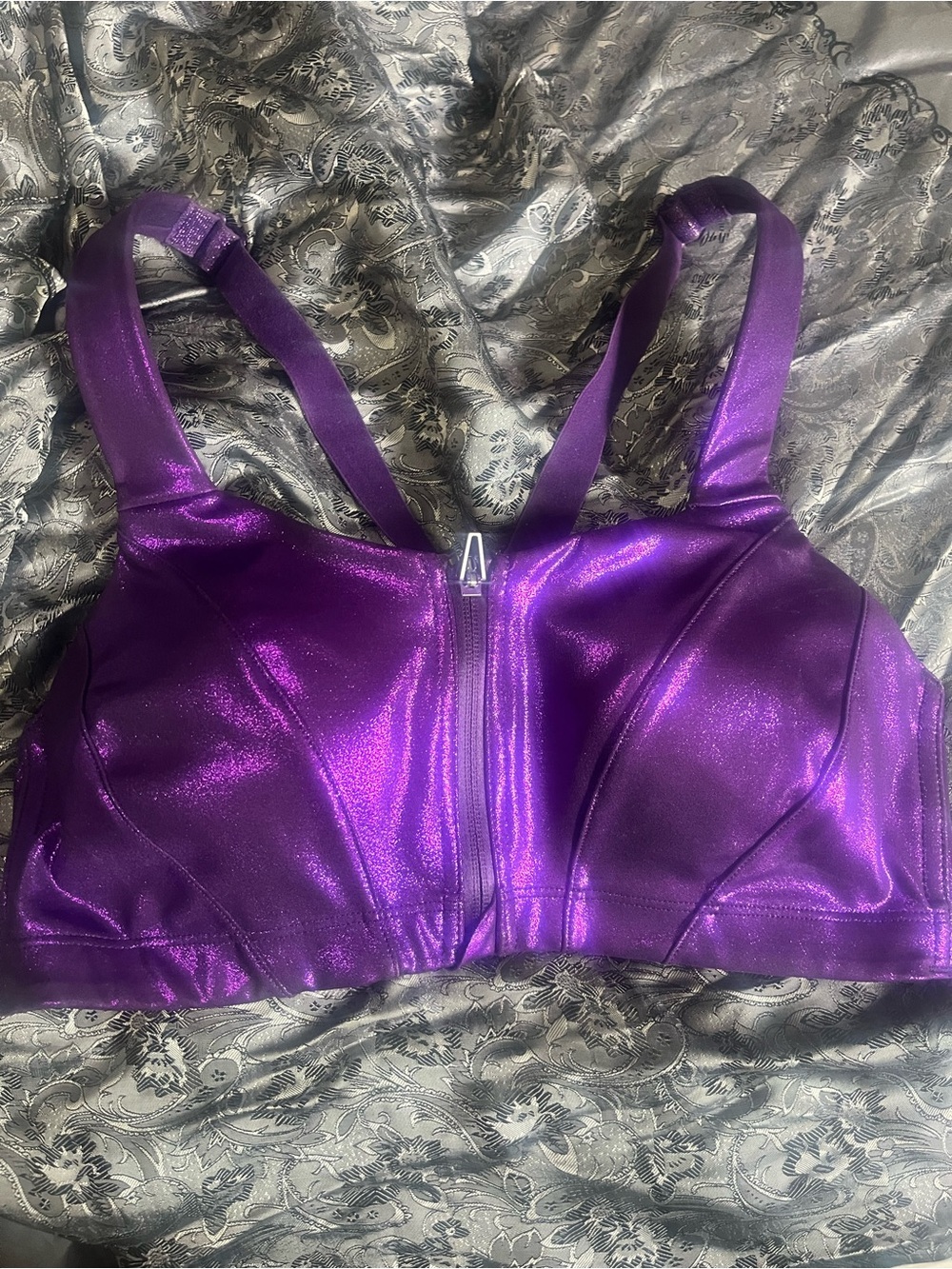 Victoria's Secret Shiny Purple Zip-Front Sports Bra